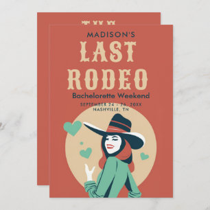 Last Rodeo Vintage Red Heart Bachelorette Weekend Invitation