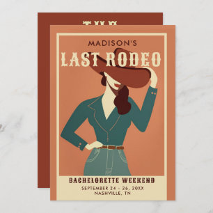 Last Rodeo Vintage Terracotta Cowgirl Bachelorette Invitation