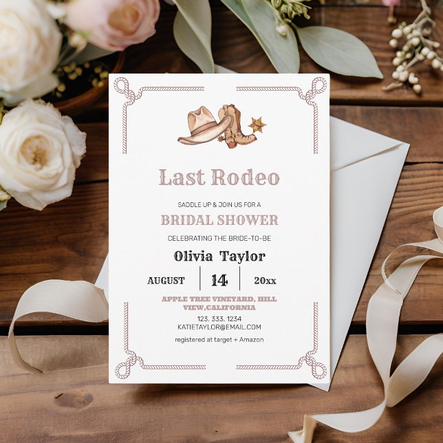 Last Rodeo Western Wedding Cowgirl Bridal Shower Invitation (Creator Uploaded)