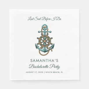 Last Sail Before I Do Nautical Bachelorette Party Napkins