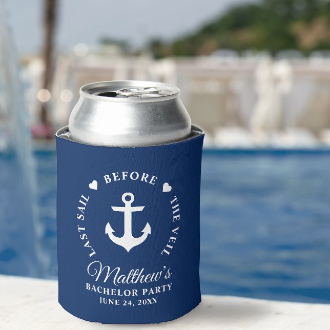 Last Sail Before The Veil Bachelor Party Can Cooler (Customize to change text size or text style.)