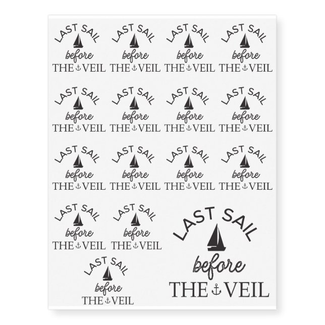 Last Sail Before The Veil Bachelorette Bridal Temporary Tattoos (Front)