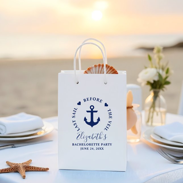 Last Sail Before The Veil Bachelorette Favor Medium Gift Bag (Customize to change text size or text style.)