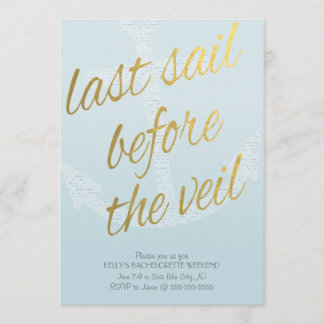 Last Sail Before the Veil Bachelorette in Sky Blue Invitation