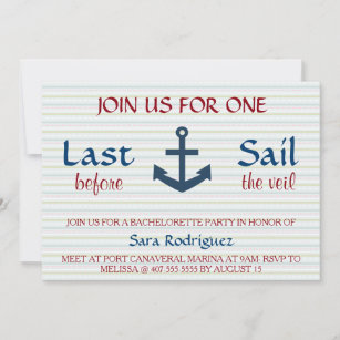 Last Sail Before the Veil Bachelorette Party Invitation