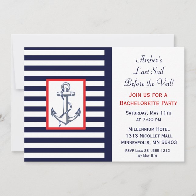 Last Sail Before the Veil Bachelorette Invitation (Front)