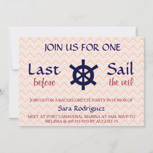 Last Sail Before The Veil Bachelorette Invitation