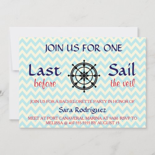 Last Sail Before The Veil Bachelorette Invitation