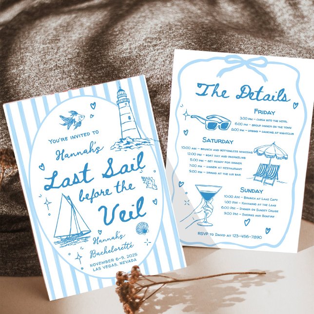 Last Sail Before the Veil Bachelorette Itinerary Invitation (Creator Uploaded)