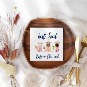 Last Sail Before The Veil Bachelorette Party Blue Napkins