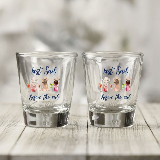 Last Sail Before The Veil Bachelorette Party Blue  Shot Glass (Creator Uploaded)