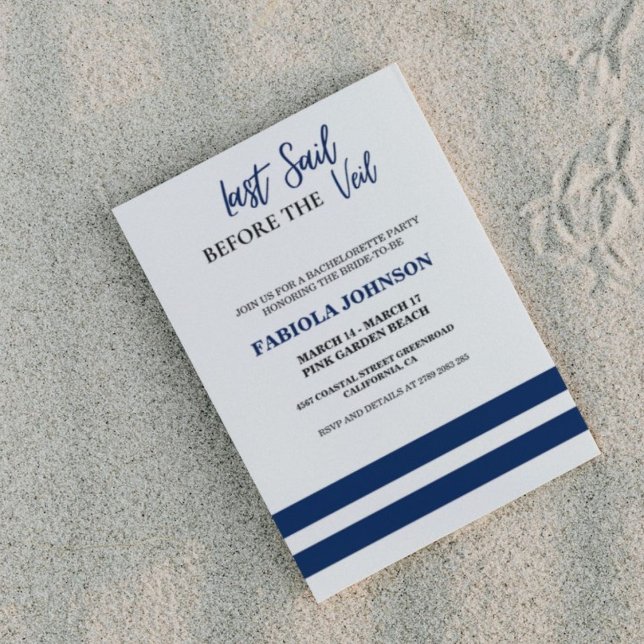 Last Sail Before the Veil Bachelorette Party Invitation (Creator Uploaded)