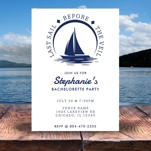 Last Sail Before the Veil Bachelorette Party Invitation