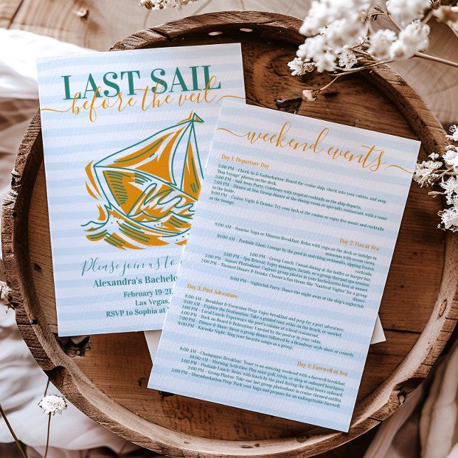Last Sail Before the Veil Bachelorette Party  Invitation (Creator Uploaded)