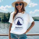 Last Sail Before the Veil Bachelorette Party T-Shirt<br><div class="desc">Nautical blue and white bridal shower / bachelorette party group shirt with sailboat and phrase "last sail before the veil".  Personalize it with your event details.</div>