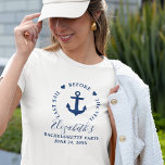 Last Sail Before The Veil Bachelorette Party T-Shirt<br><div class="desc">Last Sail Before The Veil Nautical Bachelorette Party Anchor Hearts Navy Blue and White T-Shirt</div>