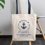 Last Sail Before The Veil Bachelorette Party Tote Bag<br><div class="desc">Last Sail Before The Veil Nautical Anchor Hearts Navy Blue Bachelorette Party Tote Bag</div>