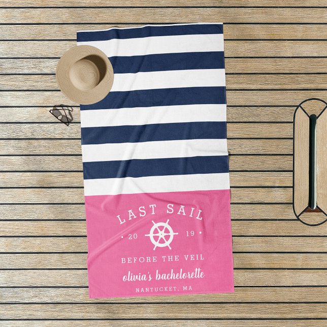 Last Sail Before the Veil Bachelorette Weekend Beach Towel (Creator Uploaded)
