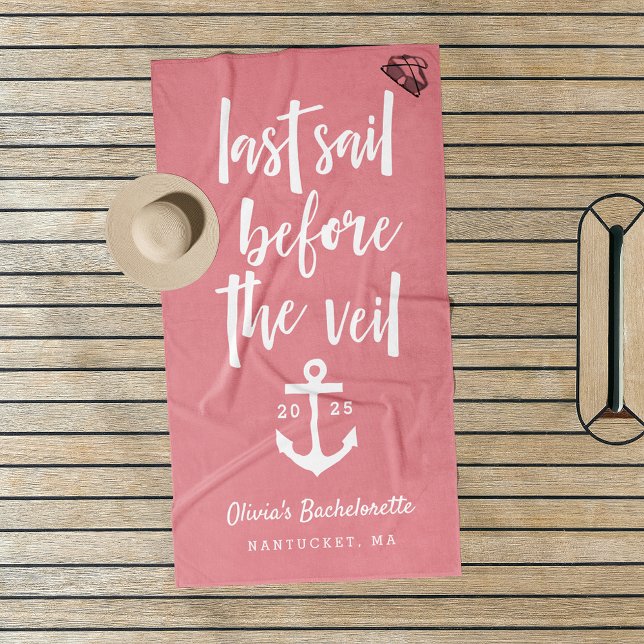 Last Sail Before the Veil Bachelorette Weekend Beach Towel (Creator Uploaded)