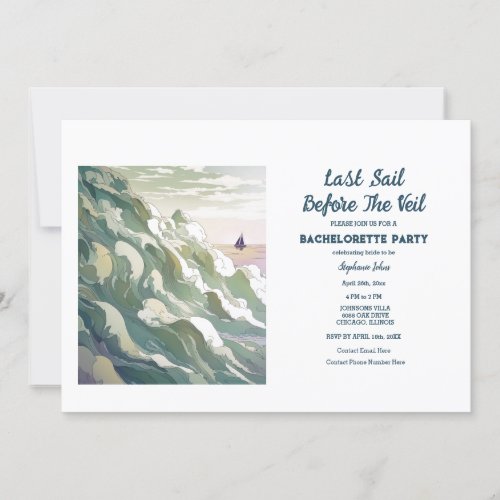 Last Sail Before The Veil Beach Bachelorette Party Invitation