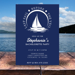 Last Sail Before the Veil Blue Bachelorette Party Invitation