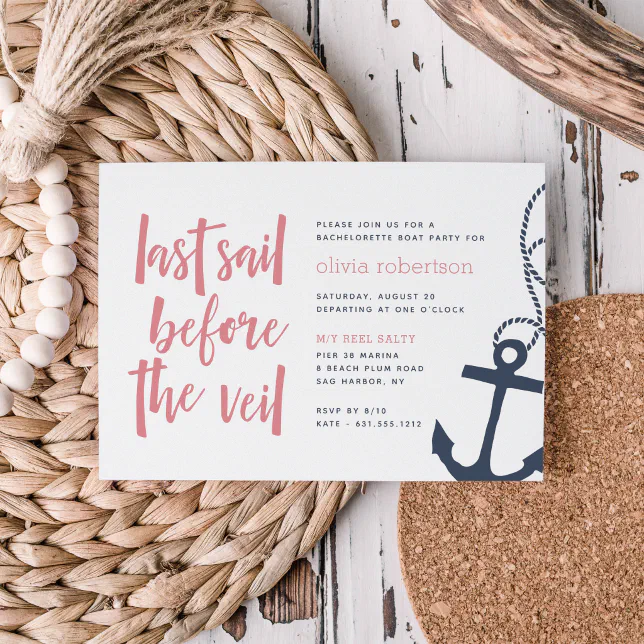 Last Sail Before the Veil Bachelorette Party Invitation