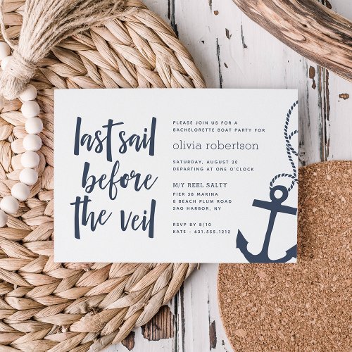 Last Sail Before the Veil Boat Bachelorette Party Invitation