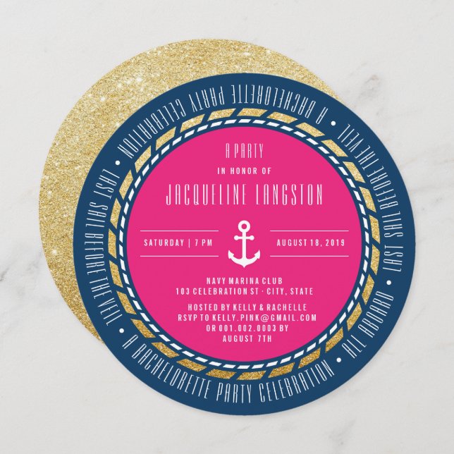 Last Sail Before The Veil Chic Bachelorette Party Invitation (Front/Back)