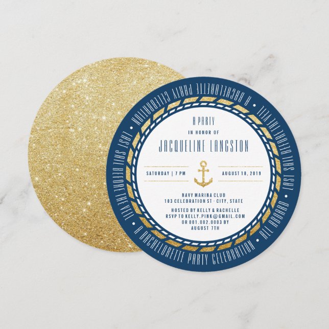 Last Sail Before The Veil Chic Bachelorette Party Invitation (Front/Back)