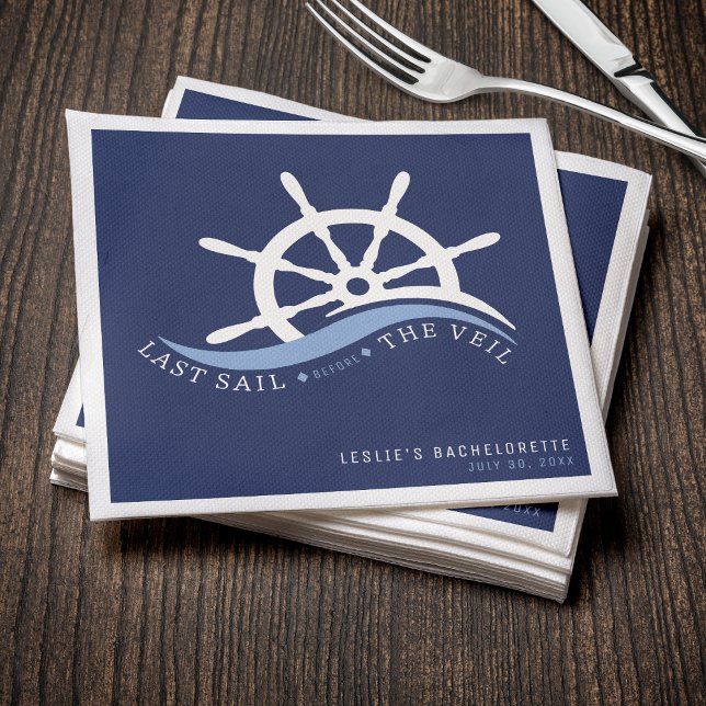 Last Sail Before the Veil Helm Bachelorette Party Napkins (Creator Uploaded)