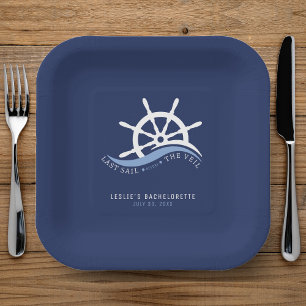 Last Sail Before the Veil Helm Bachelorette Party Paper Plates