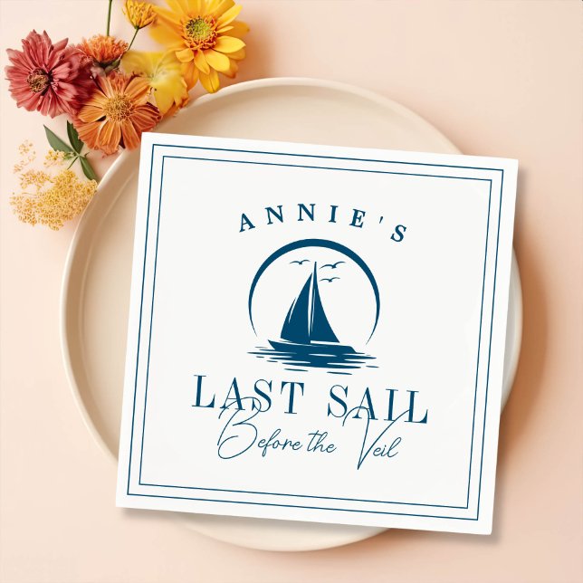 Last Sail Before the Veil Nautical Bachelorette Napkins (Creator Uploaded)