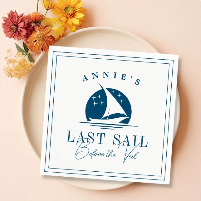 Last Sail Before the Veil Nautical Bachelorette Napkins (Creator Uploaded)
