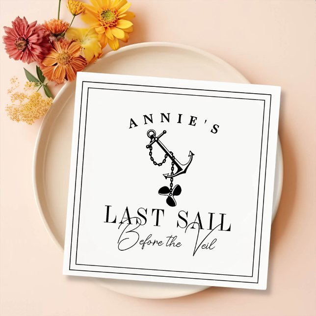 Last Sail Before the Veil Nautical Bachelorette Napkins (Creator Uploaded)