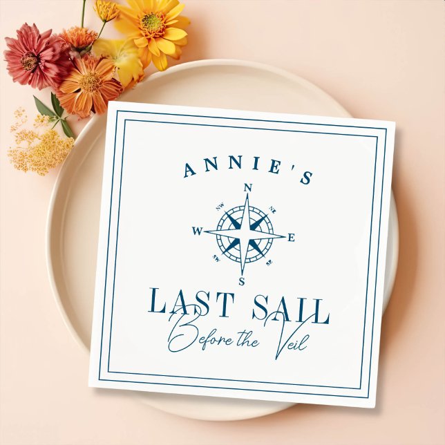 Last Sail Before the Veil Nautical Bachelorette Napkins (Creator Uploaded)