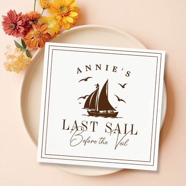 Last Sail Before the Veil Nautical Bachelorette Napkins (Creator Uploaded)