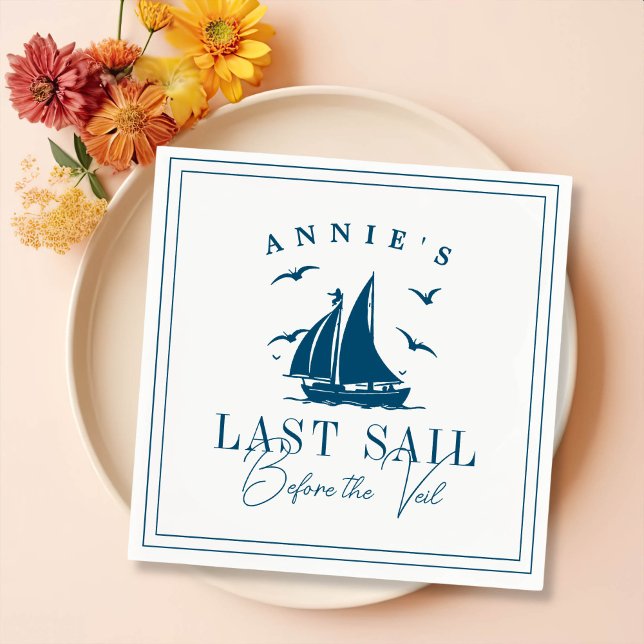 Last Sail Before the Veil Nautical Bachelorette Napkins (Creator Uploaded)