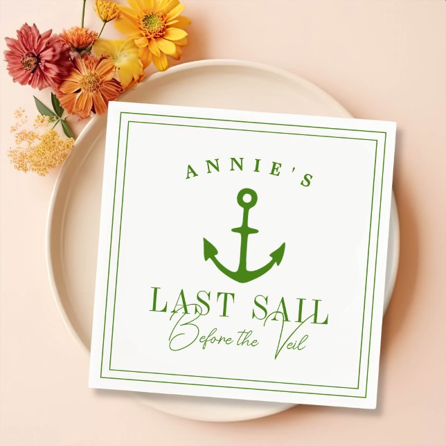 Last Sail Before the Veil Nautical Bachelorette Napkins (Creator Uploaded)