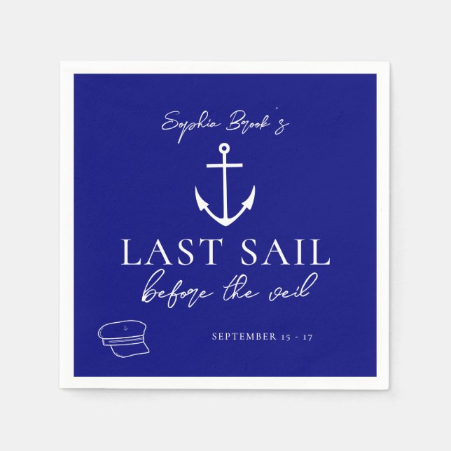 Last Sail Before The Veil Nautical Bachelorette Napkins (Front)