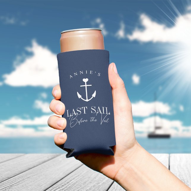 Last Sail Before the Veil Nautical Bachelorette Seltzer Can Cooler (Creator Uploaded)