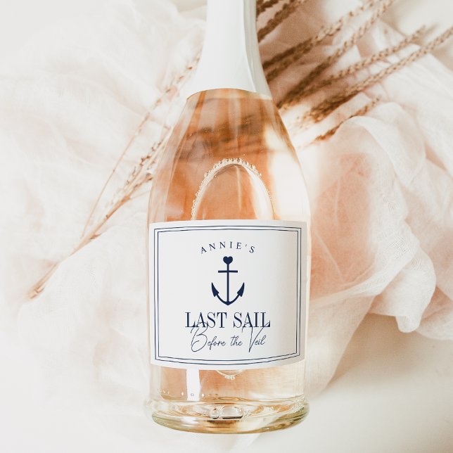 Last Sail Before the Veil Nautical Bachelorette Sparkling Wine Label (Creator Uploaded)