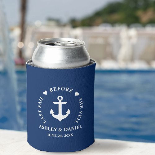 Last Sail Before The Veil Nautical Blue Wedding Can Cooler