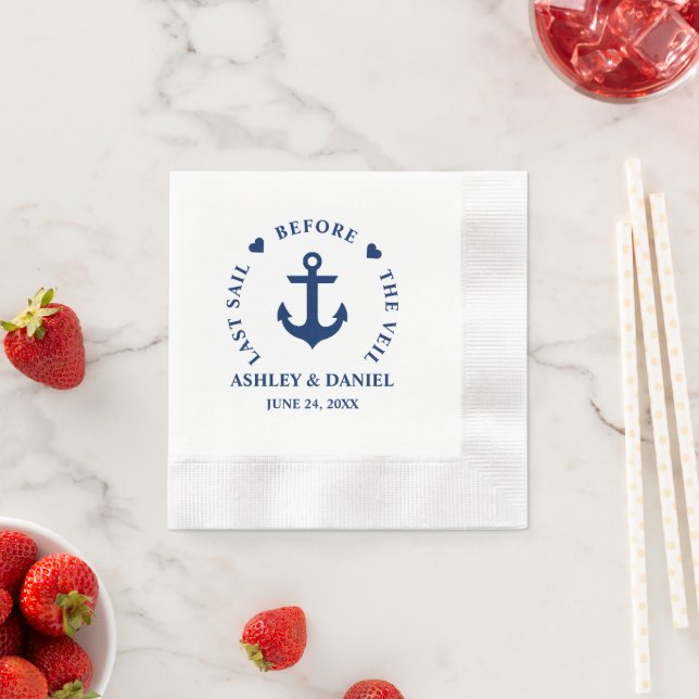 Last Sail Before The Veil Nautical Hearts Anchor Napkins (Insitu)