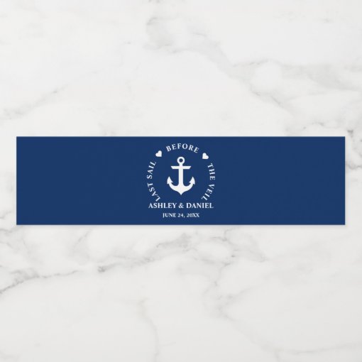 Last Sail Before The Veil Nautical Wedding Water Bottle Label | Zazzle