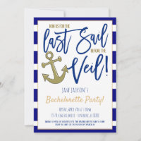 Last Sail Before the Veil Bachelorette Party Invitation