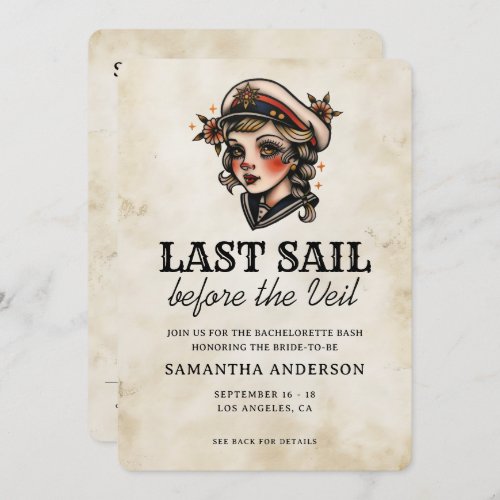 Last Sail Before the Veil Retro Bachelorette Invitation