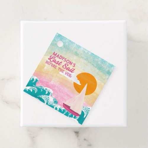 Last Sail Before the Veil Sailboat and Sunset Favor Tags