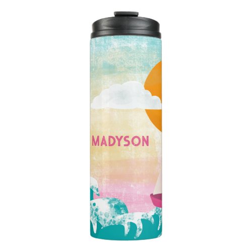 Last Sail Before the Veil Sailboat and Sunset Thermal Tumbler