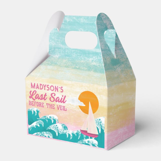 Last Sail Before the Veil Sailboat Bachelorette Favor Boxes (Front Side)