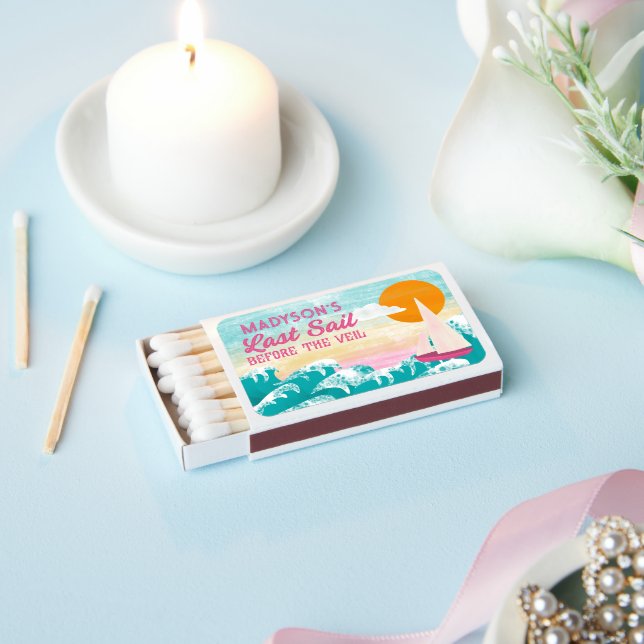 Last Sail Before the Veil Sailboat Bachelorette Matchboxes (Insitu)